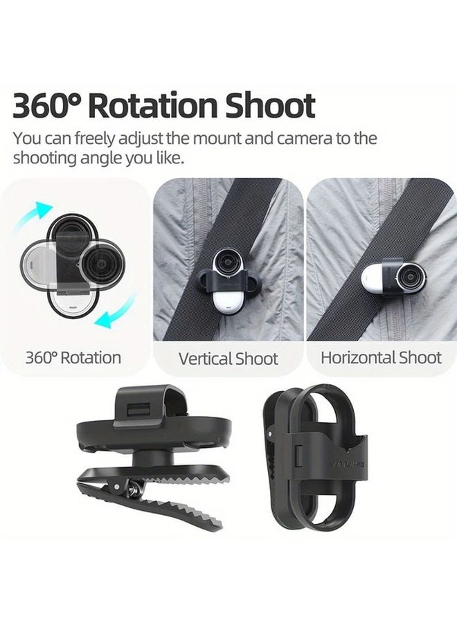 Insta360 GO 3 GO 3S Sports Camera Backpack Brim Clip Mount Accessory Black - Image 5