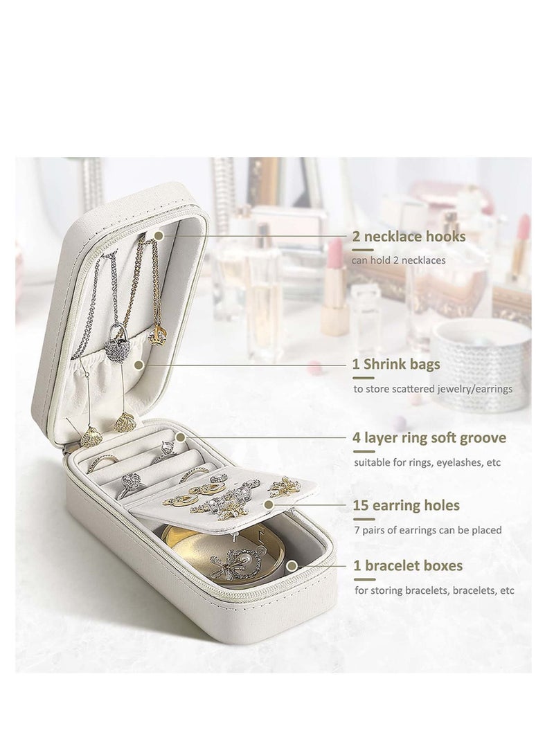 Captaintech Jewelry Box, Jewelry Holder, Small Travel Jewelry Box, Travel Mini Organizer, Storage Case Mini Travel Case, for Earrings, Rings, Necklaces, Bracelets, Gifts for Women and Girls - Image 5