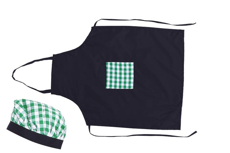 Switchon Waterproof Black and Green Kitchen Apron With Cap - Image 3
