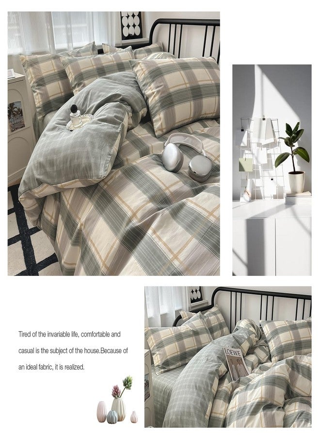 mixinni Twin XL Comforter Set Green Geometric Checkered Plaid Bedding Comforter Set Men Boys Modern Style All Season Soft Fluffy Lightweight Bedding Set-Twin XL Size - Image 5