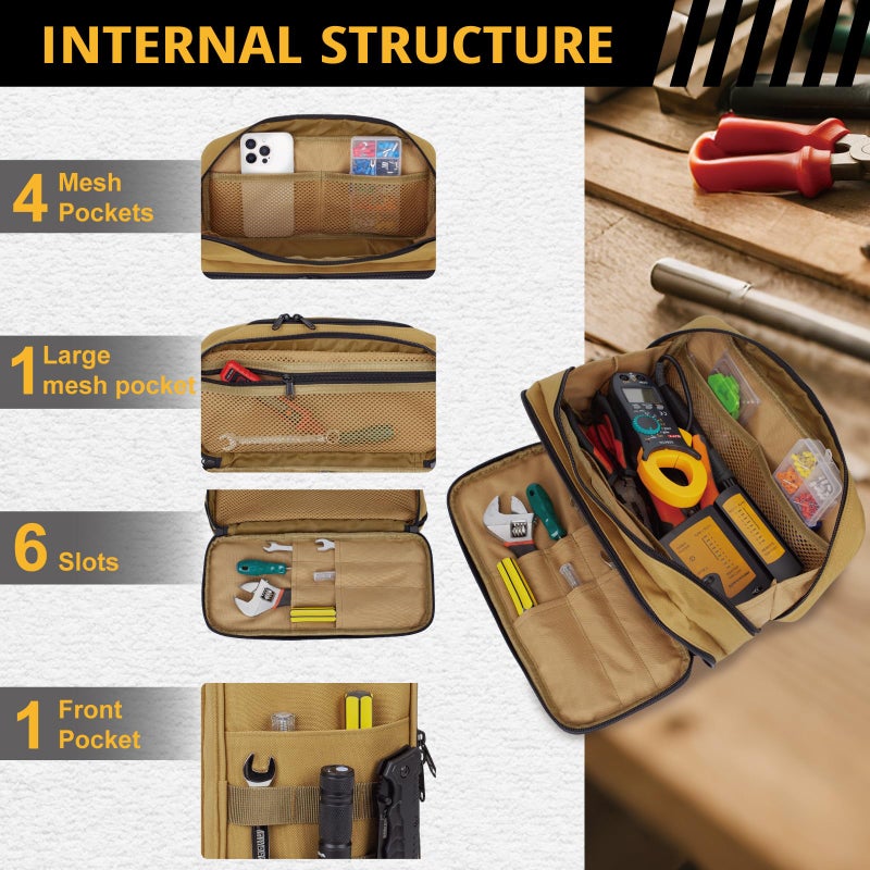 ATRIPACK Tactical Tool Bag for Men,Wide Mouth Tool Pouch with Water-Resistant, Multi-purpose Range Bags with Zipper Handle,Heavy Duty Small Tool box organizer for Repairman, Carpenters, Handyman - Image 4