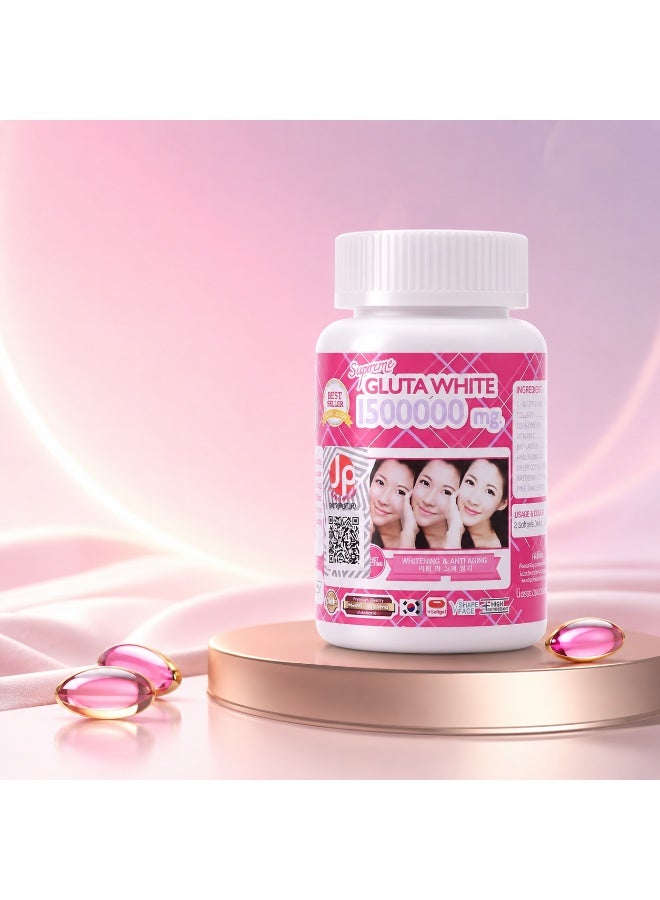 Supreme Gluta White Collagen Softgel Capsules With Glutathione, Vitamin C, Hyaluronic Acid & Coenzyme Q10, Daily Beauty Wellness Formula - Image 1