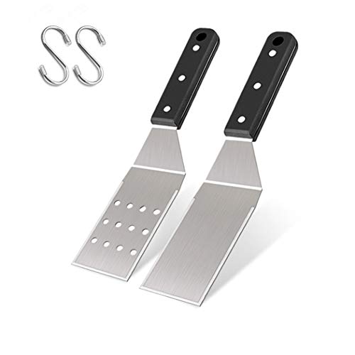 Leonyo Griddle Metal Spatula Set of 2, Food Grade Griddle Accessories - Stainless Steel Pancake Hamburger Turner Flipper for Flat Top Cast Iron BBQ Hibachi Cooking, Dishwasher Safe - Image 1