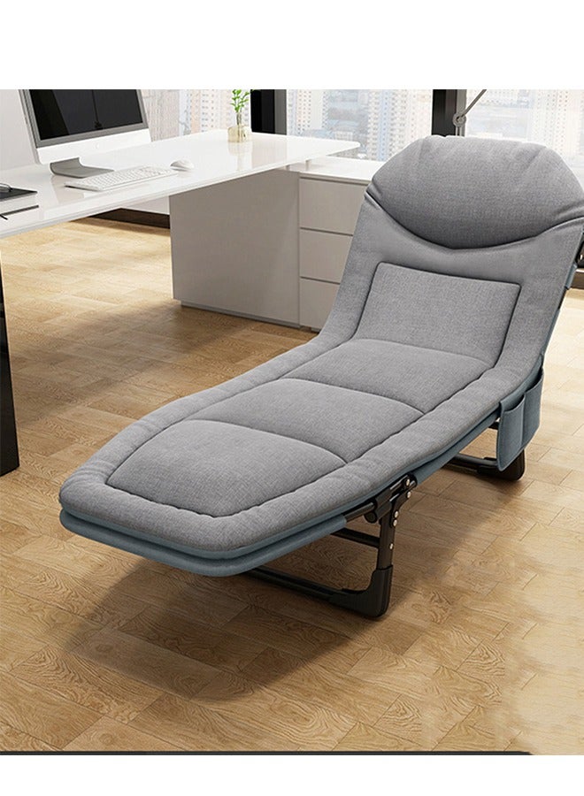 CityRiya-Long Folding Bed Portable Foldable Camping Bed Adjustable Medical Bed Comfortable Recliner Bed Lounger Chair Single Sleeping Bed Resting Bed Adults Camping Cot for Outdoor Beach Office - Image 1