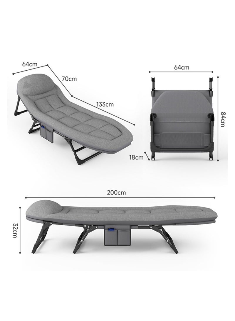 CityRiya-Long Folding Bed Portable Foldable Camping Bed Adjustable Medical Bed Comfortable Recliner Bed Lounger Chair Single Sleeping Bed Resting Bed Adults Camping Cot for Outdoor Beach Office - Image 4