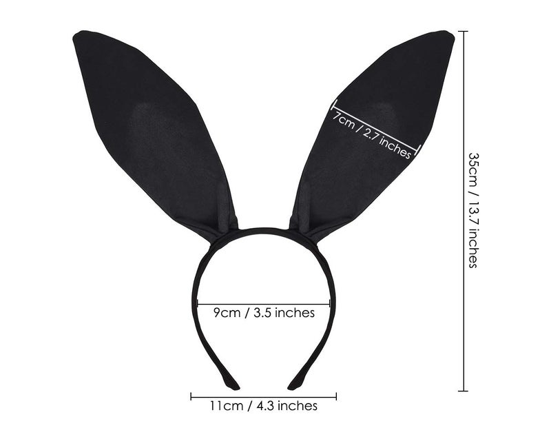SCSpecial Bunny Ears Headband Easter Headband Rabbit Ear Hair Band for Party Cosplay Costume Accessory - Black - Image 2