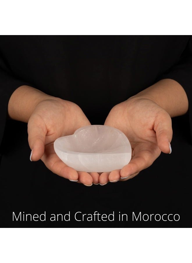 Wish Well Heart Selenite Bowl with Amethyst Necklace – 4" Selenite Crystal Bowl – Mined and Crafted in Morocco – Ideal for Cleansing and Recharging Crystals and Healing Stones, Meditation, and Decor - Image 2
