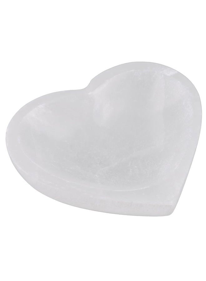 Wish Well Heart Selenite Bowl with Amethyst Necklace – 4" Selenite Crystal Bowl – Mined and Crafted in Morocco – Ideal for Cleansing and Recharging Crystals and Healing Stones, Meditation, and Decor - Image 1