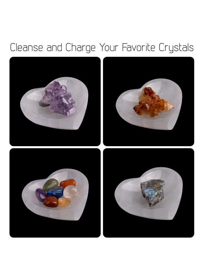 Wish Well Heart Selenite Bowl with Amethyst Necklace – 4" Selenite Crystal Bowl – Mined and Crafted in Morocco – Ideal for Cleansing and Recharging Crystals and Healing Stones, Meditation, and Decor - Image 3