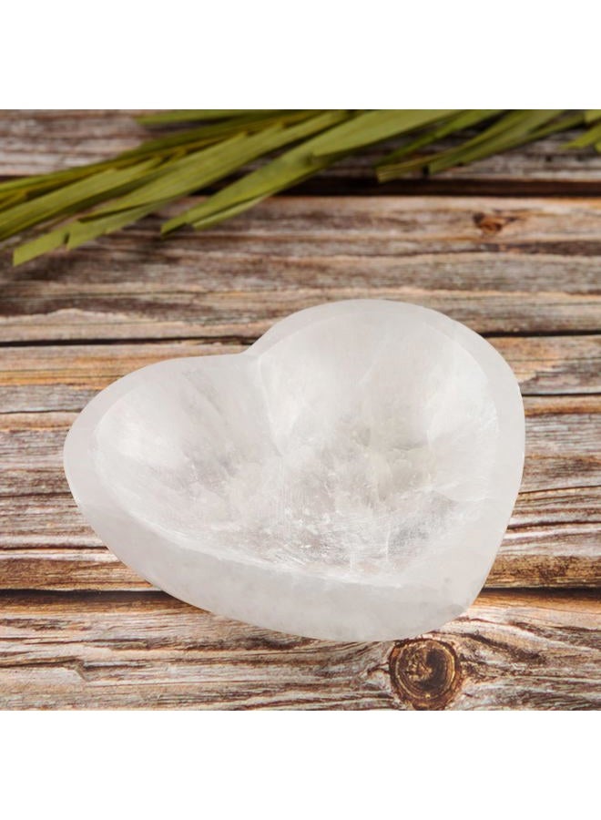 Wish Well Heart Selenite Bowl with Amethyst Necklace – 4" Selenite Crystal Bowl – Mined and Crafted in Morocco – Ideal for Cleansing and Recharging Crystals and Healing Stones, Meditation, and Decor - Image 4