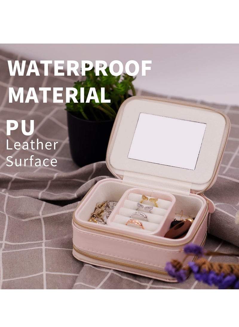 Excefore Jewelry Travel Organizer, Portable Jewelry Holder Case for Women Travel Jewelry Organizer Double Layer Necklace, Earring, Ring, Pendant, Bracelet Storage Box - Image 3