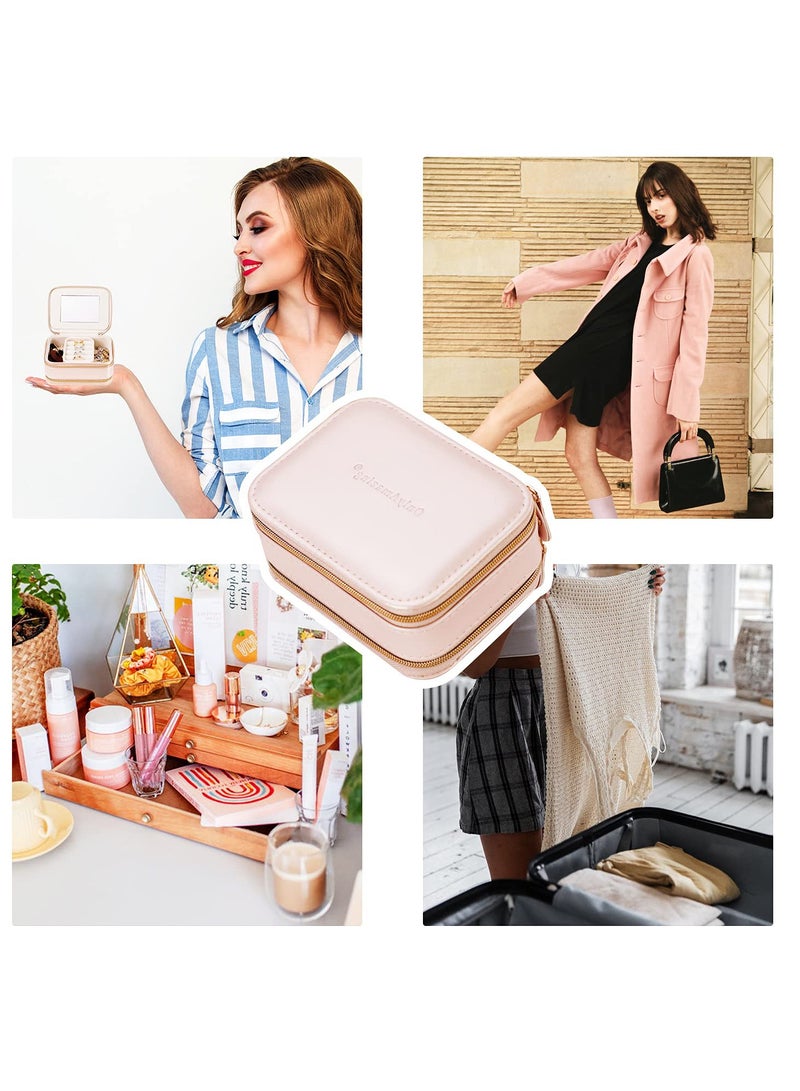 Excefore Jewelry Travel Organizer, Portable Jewelry Holder Case for Women Travel Jewelry Organizer Double Layer Necklace, Earring, Ring, Pendant, Bracelet Storage Box - Image 4