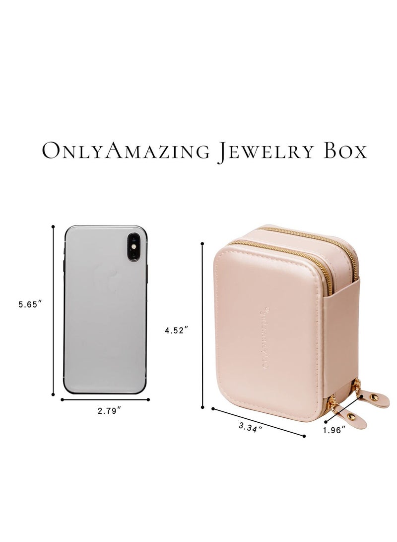 Excefore Jewelry Travel Organizer, Portable Jewelry Holder Case for Women Travel Jewelry Organizer Double Layer Necklace, Earring, Ring, Pendant, Bracelet Storage Box - Image 5