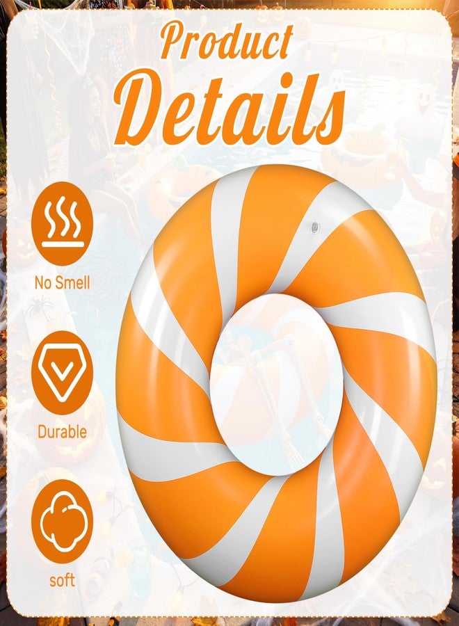 Arrowbash 2 Pcs 47 Inch Large Inflatable Pool Floats Jumbo Swimming Ring Donut Float Tubes for Adult Size Striped Pool Rings for Summer Halloween Beach Hawaii Wedding Party Favors(Orange,White) - Image 3