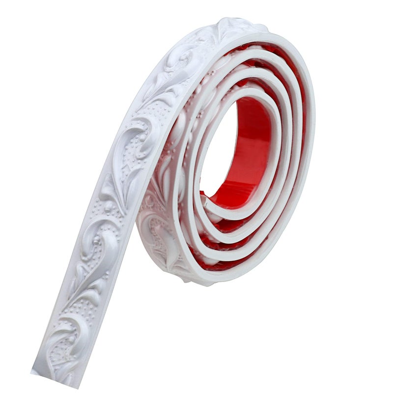 Duzzy Molding Trim Wall Trim, 16.4 Feet Self-Adhesive Flexible DIY Peel and Stick Crown Molding Ceiling Molding Suitable for Mirror Edge, TV Background Wall, Home Wall Decor (White) - Image 1
