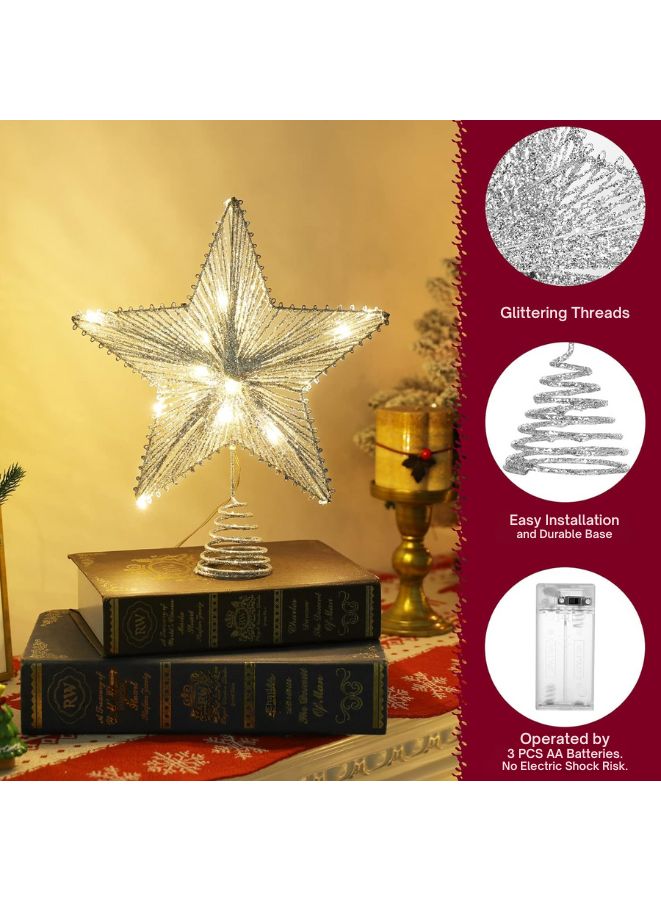 Star Tree Topper LED Warm Lights Rustic Metal  Treetop Star for Tree Decorations - Image 3