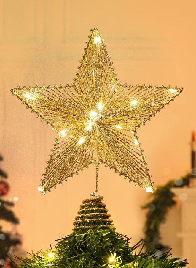 Star Tree Topper LED Warm Lights Rustic Metal  Treetop Star for Tree Decorations - Image 2
