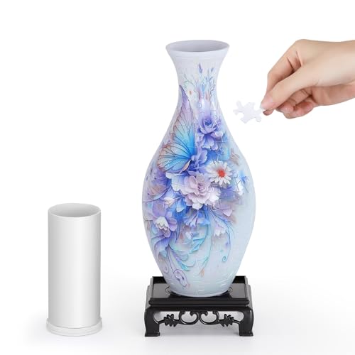 wowsome 3D Puzzle Vase for Adults Jigsaw Puzzle Vase for Flower Art Puzzles Gift for Women House Flowers Arrangements and Home Decoration Roses and Butterflies - Image 1
