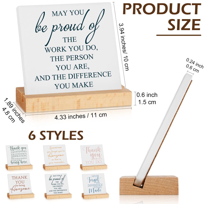 Sieral 6 Packs Thank You Gifts for Coworker Christmas Employee Appreciation Gift Inspirational Thank You Sign Motivational Desk Decor for Nurse Social Worker Gifts Volunteer(Thanks,Multicolor) - Image 2