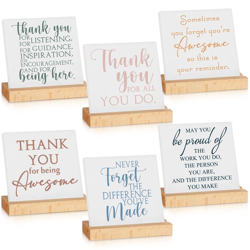 Sieral 6 Packs Thank You Gifts for Coworker Christmas Employee Appreciation Gift Inspirational Thank You Sign Motivational Desk Decor for Nurse Social Worker Gifts Volunteer(Thanks,Multicolor) - Image 1