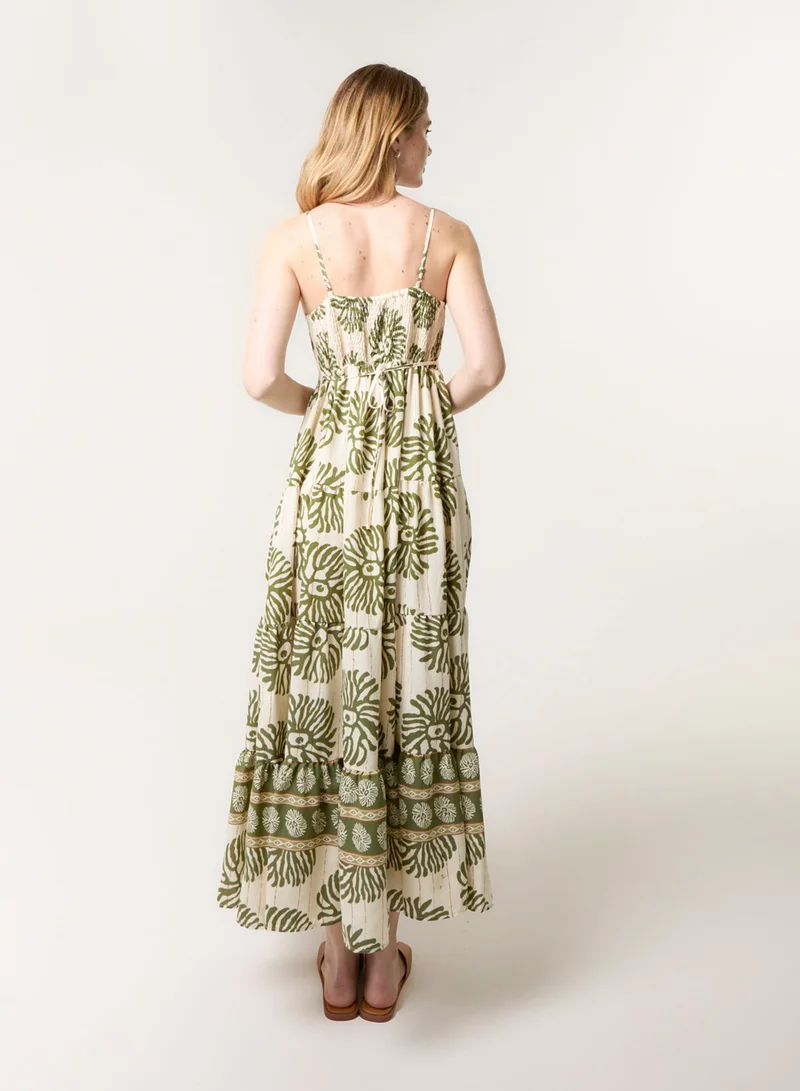 بلو فانيلا فستان ماكسي بحزام مجرد وأزرار أمامية