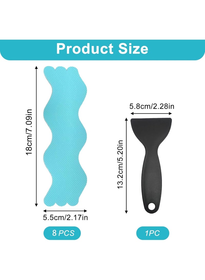 SYOSI Non Slip Shower Stickers, Bathroom Anti Slip Decals for Bathtub and Shower Floor with Strong Adhesive Safety Strips, S Shape Wave Design 24 Pcs Blue - Image 5
