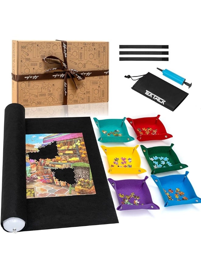 Tektalk Higher-Capacity Design, Jigsaw Puzzle Roll-up Mat in Delicate Packaging Box with Hand Pump, Storing for 2000, 1500, 1000, 500 Jigsaw Puzzle Pieces - Image 5