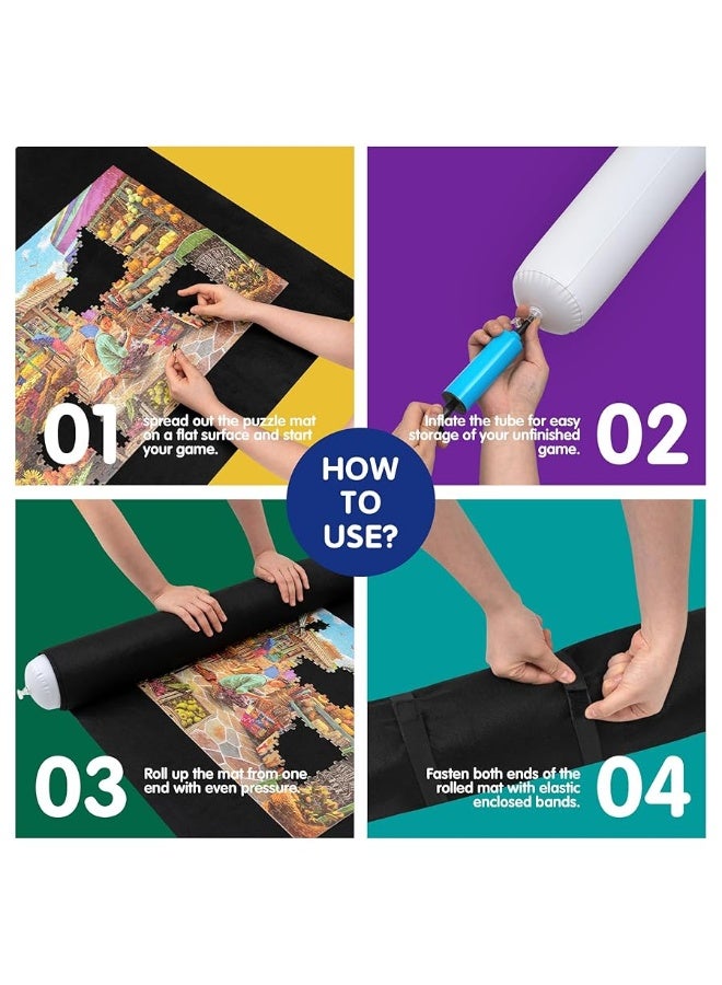 Tektalk Higher-Capacity Design, Jigsaw Puzzle Roll-up Mat in Delicate Packaging Box with Hand Pump, Storing for 2000, 1500, 1000, 500 Jigsaw Puzzle Pieces - Image 2
