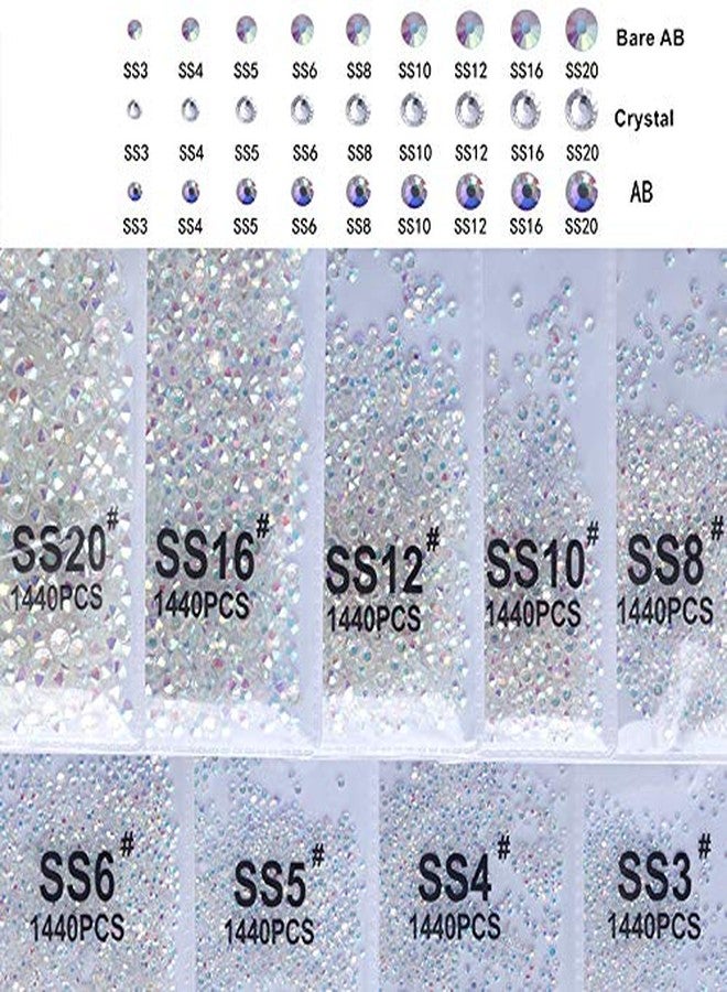 PrettyG 2880pcs SS16 Nail Crystals Bare AB Nail Art Sparkly Round Flatback Rhinestones, Non-Self-Adhesive Bab-S16 - Image 2