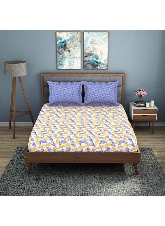 Welspun 200 TC Polycotton Bedsheet for Double Bed with 2 Pillow Cover |Super Soft Queen Size bedsheet for Diwali Gifting (Gift Box Packaging) | (90 X 100 Inch) - Geometric Violet - Image 1