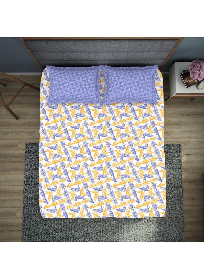 Welspun 200 TC Polycotton Bedsheet for Double Bed with 2 Pillow Cover |Super Soft Queen Size bedsheet for Diwali Gifting (Gift Box Packaging) | (90 X 100 Inch) - Geometric Violet - Image 4
