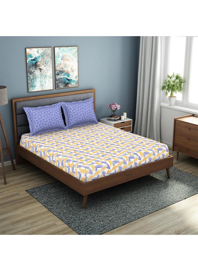 Welspun 200 TC Polycotton Bedsheet for Double Bed with 2 Pillow Cover |Super Soft Queen Size bedsheet for Diwali Gifting (Gift Box Packaging) | (90 X 100 Inch) - Geometric Violet - Image 3