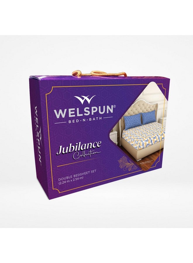 Welspun 200 TC Polycotton Bedsheet for Double Bed with 2 Pillow Cover |Super Soft Queen Size bedsheet for Diwali Gifting (Gift Box Packaging) | (90 X 100 Inch) - Geometric Violet - Image 2