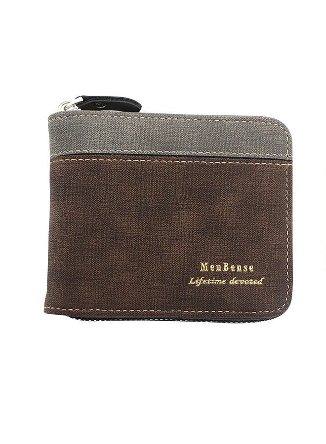 MenBense Contrast Leather Men's Bifold Short Wallet Card Holder Certificate Coin Money Zipper Bag with Commute Business - Image 1