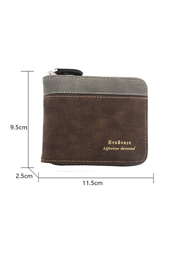 MenBense Contrast Leather Men's Bifold Short Wallet Card Holder Certificate Coin Money Zipper Bag with Commute Business - Image 2
