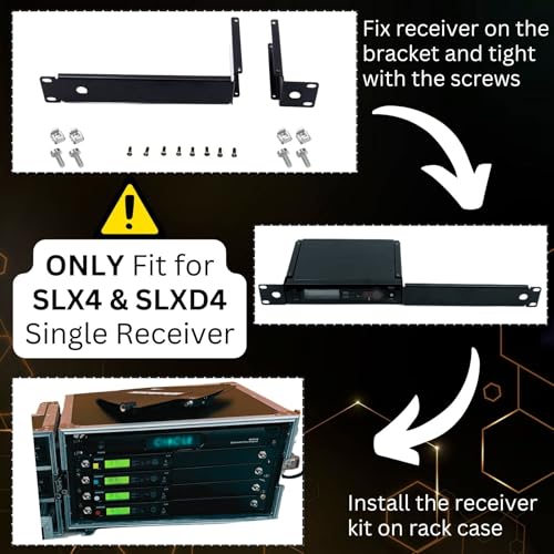 RhymKawa Antenna Distributor Bracket Hardware Kit for Mounting Shuer SLX4 SLXD4 Wireless Microphone Single Receiver on 19'' Audio Rack Case (for 1 Receiver) - Image 2