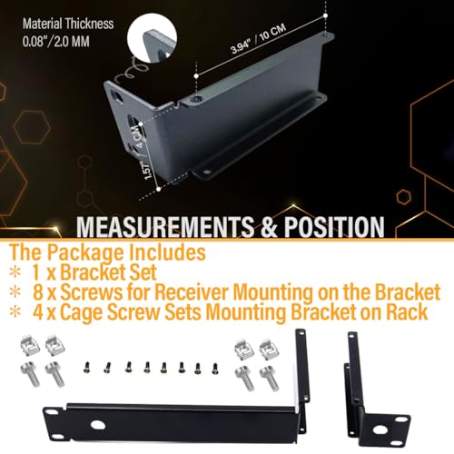 RhymKawa Antenna Distributor Bracket Hardware Kit for Mounting Shuer SLX4 SLXD4 Wireless Microphone Single Receiver on 19'' Audio Rack Case (for 1 Receiver) - Image 3