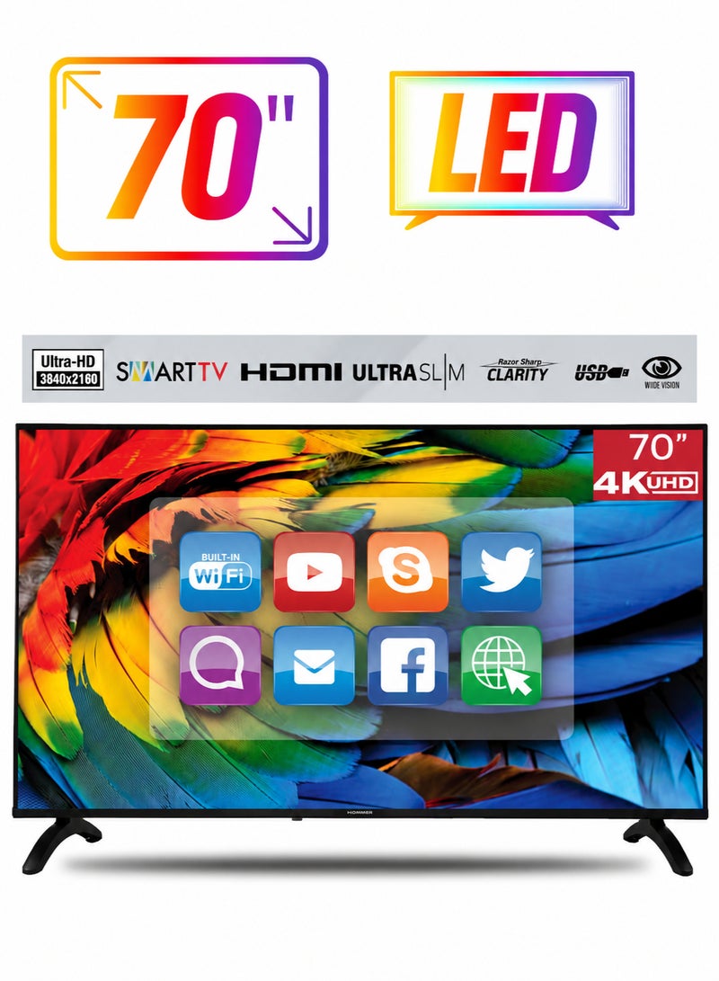 توشيرو 70 بوصة بدقة 4K UHD - نظام أندرويد - معدل التحديث 60 هرتز - TRO4K70SLED - Image 1