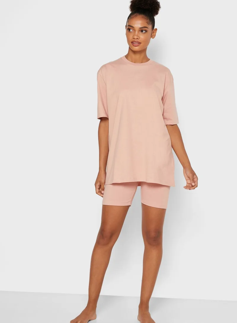 Ginger Basics Oversized T-Shirt & Cycling Shorts Set