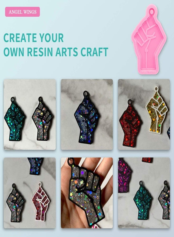 Angel Wings Shiny Glossy Fist Shape Silicone Mold for DIY Keychain Pendant Polymer Clay Mold Necklace Jewellery Making Silicone Mold for Epoxy Resin Resin Crafting Molds Home Decoration - Image 5