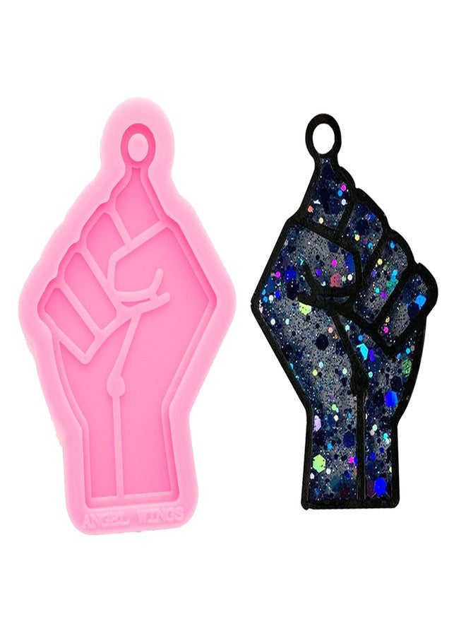 Angel Wings Shiny Glossy Fist Shape Silicone Mold for DIY Keychain Pendant Polymer Clay Mold Necklace Jewellery Making Silicone Mold for Epoxy Resin Resin Crafting Molds Home Decoration - Image 1