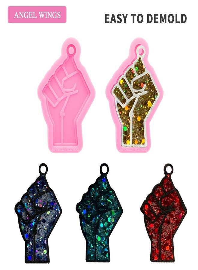Angel Wings Shiny Glossy Fist Shape Silicone Mold for DIY Keychain Pendant Polymer Clay Mold Necklace Jewellery Making Silicone Mold for Epoxy Resin Resin Crafting Molds Home Decoration - Image 3