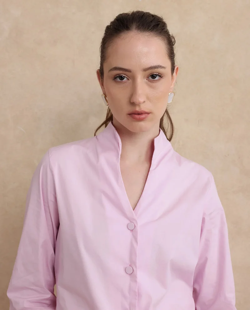 Rareism Women's High Neck Plain Shirt