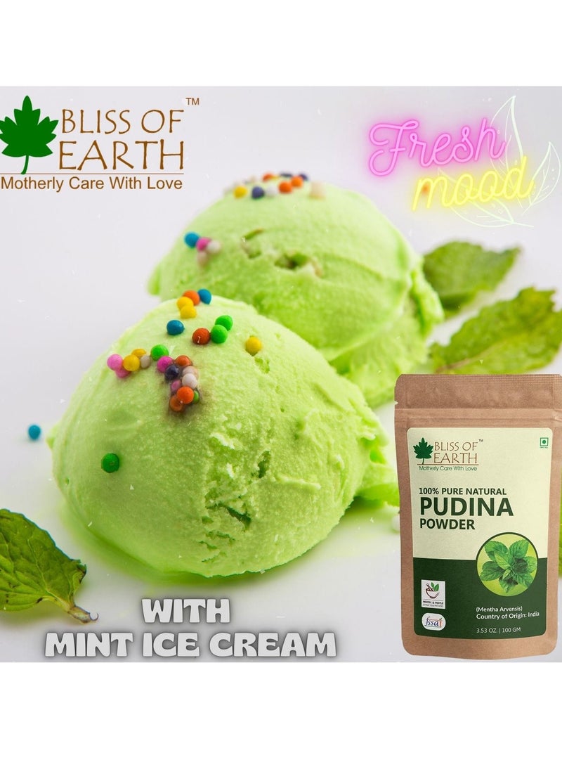 BLISS OF EARTH 100% Pure & Natual Pudina Powder (Mint Powder) 100GM Excellent Flavor Great for Use in Beverages South Indian & Chinese Dishes Mexican Salsa Chutney & Much More  - Image 5