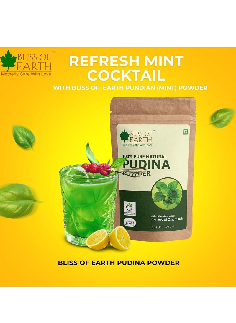BLISS OF EARTH 100% Pure & Natual Pudina Powder (Mint Powder) 100GM Excellent Flavor Great for Use in Beverages South Indian & Chinese Dishes Mexican Salsa Chutney & Much More  - Image 2