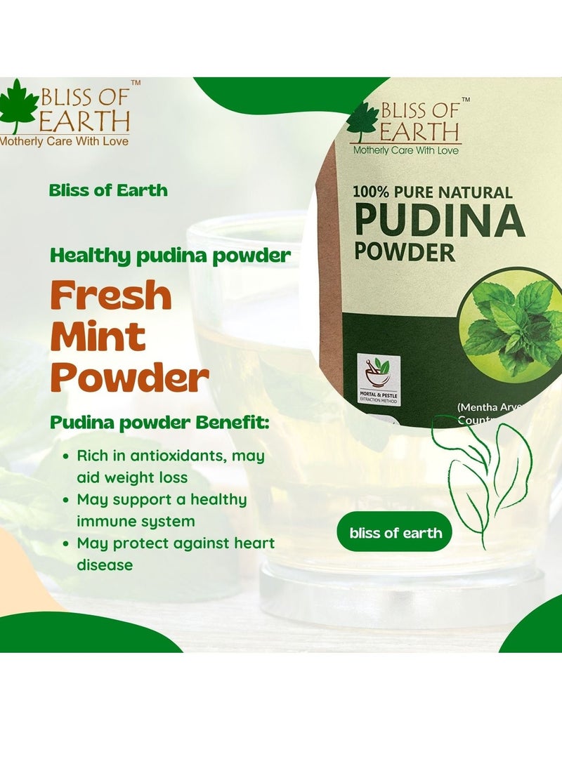 BLISS OF EARTH 100% Pure & Natual Pudina Powder (Mint Powder) 100GM Excellent Flavor Great for Use in Beverages South Indian & Chinese Dishes Mexican Salsa Chutney & Much More  - Image 4