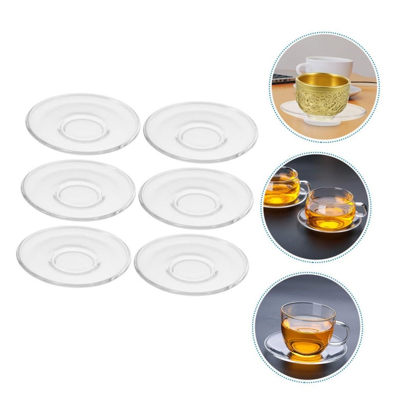 Garneck Glass Tea Saucer Set 6 Piece Round Heatproof Coasters For Coffee Snack - Image 4