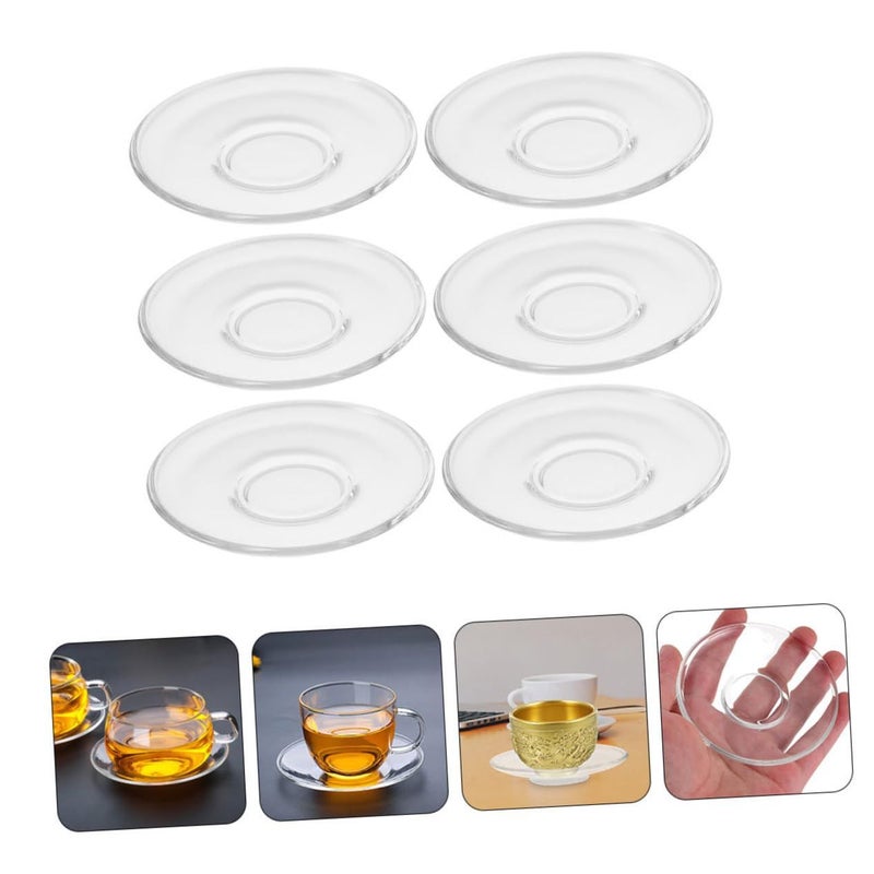 Garneck Glass Tea Saucer Set 6 Piece Round Heatproof Coasters For Coffee Snack - Image 3