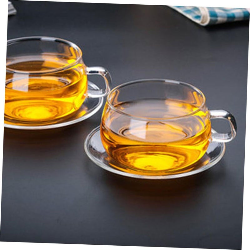 Garneck Glass Tea Saucer Set 6 Piece Round Heatproof Coasters For Coffee Snack - Image 5