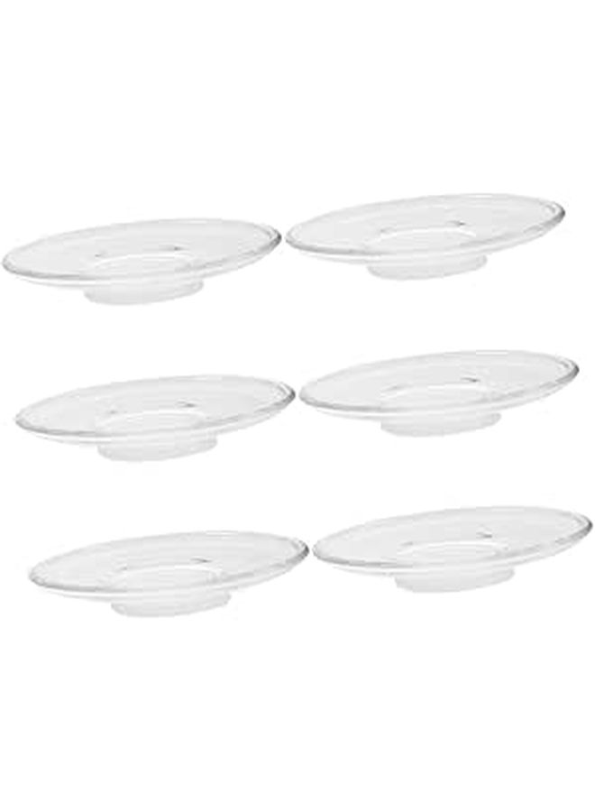 Garneck Glass Tea Saucer Set 6 Piece Round Heatproof Coasters For Coffee Snack - Image 1